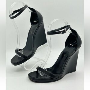 Saint Laurent Jane Black Wedge Sandals